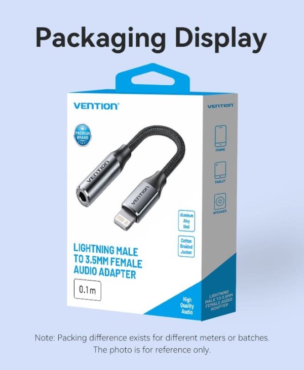 Vention  Braided Lightning Male to 3.5mm Jack Adapter BMBHA
