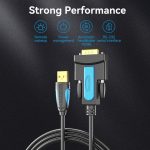 VENTION USB 2.0 A Male to DB-9 RS232 Serial Adapter 1m Black VAS-C02-B100 - Image 3