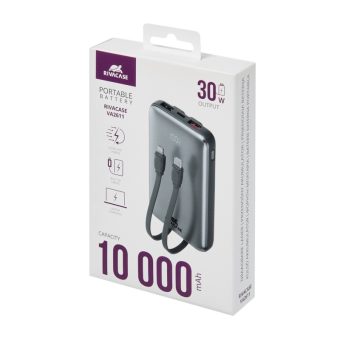 Rivacase VA2611 Power Bank 10000MAH 2x USB-C 2x USB-A 1x Lightning VA2611 Grey