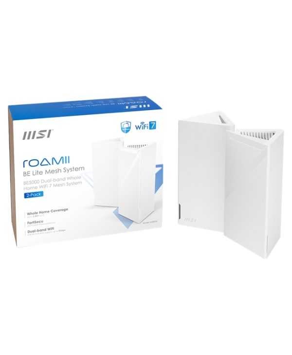 MSI Roamii BE Lite Mesh System -2 Pack White MRBE50- 2PK