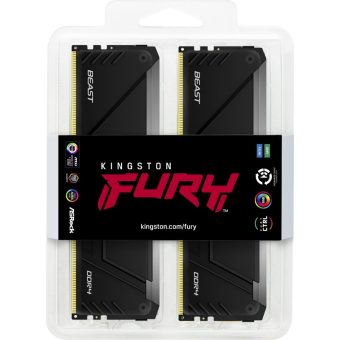 Kingston FURY Beast RGB 64GB (2 x 32GB) 3200MT/s CL16 DDR4 Black KF432C16BB2AK2/64