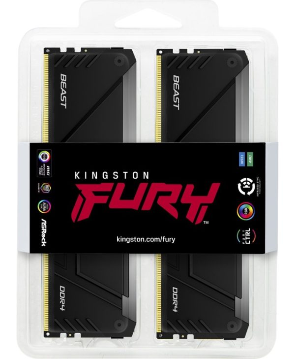 Kingston FURY Beast RGB 64GB (2 x 32GB) 3200MT/s CL16 DDR4 Black KF432C16BB2AK2/64