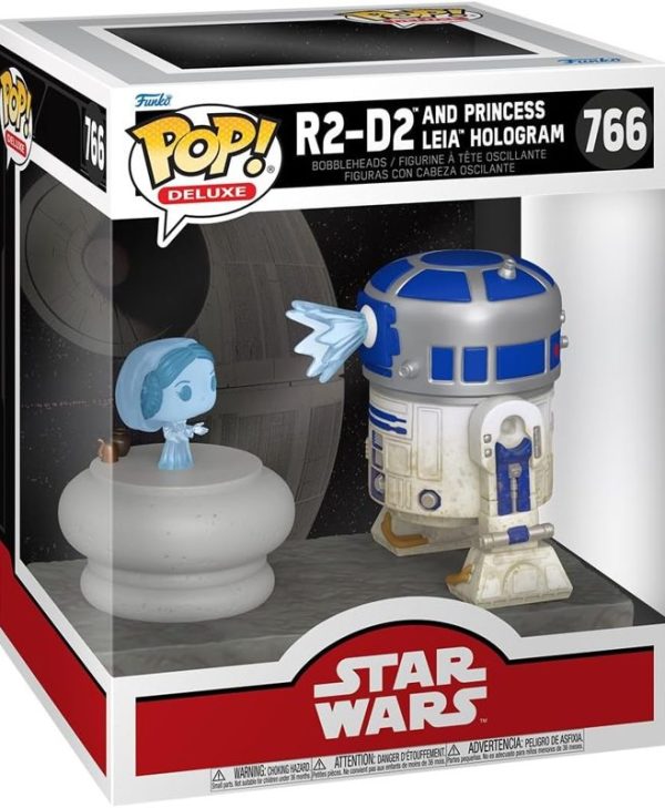 Funko Pop! Deluxe: Star Wars - R2-D2  and Princess Leia Hologram #766 Bobble-Heads Vinyl Figures