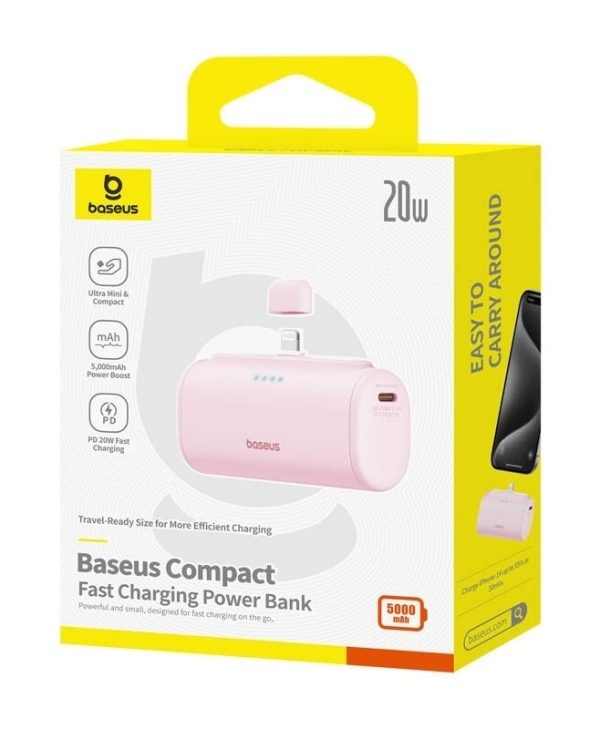 Baseus Compact Built in Lightning Powerbank 5000mAh 20W Pink P10068307413-00