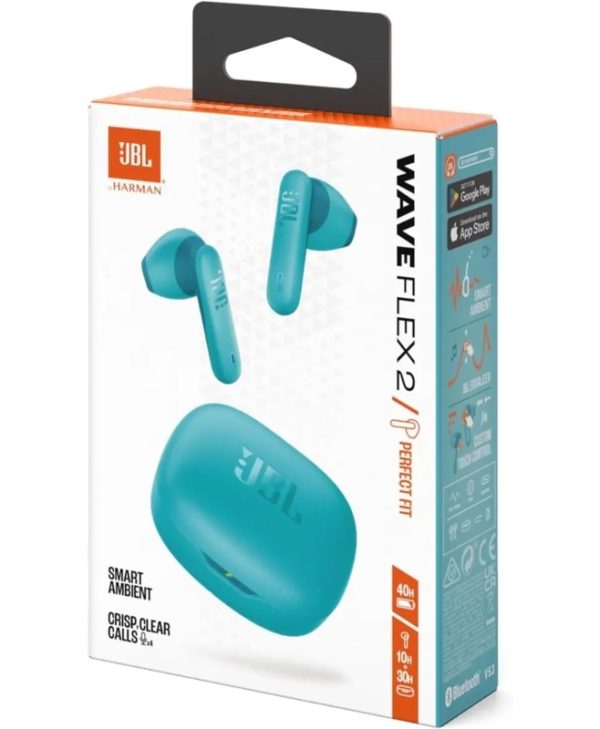 JBL Wave Flex 2 True Wireless In-Ear Headphones IP54 Smart Ambient Blue JBLWFLEX2BLU