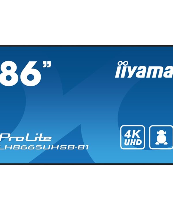 Iiyama LH8665UHSB-B1 86" UHD IPS Monitor Signage Profetional Use Black LH8665UHSB-B1