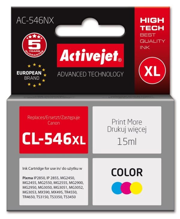 Activejet AC-546NX Ink for Canon CL-546XL Cyan/ Magenta/ Yellow 300 Pgs