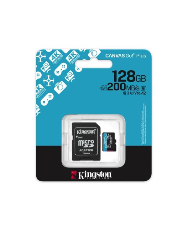 Kingston Canvas Go! Plus Gen 4 MicroSDXC 128GB UHS-I U3 Class 10 + SD Adapter SDCG4/128GB