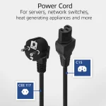 Intronics Powercord Schuko CEE 7/7 Male Angled - C15 IEC 60320 2m Black AK5313 - Image 6