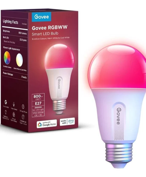 Govee H6004 Smart Led Light Bulb RGBWW E27 WiFi Bluetooth 800lm 9W