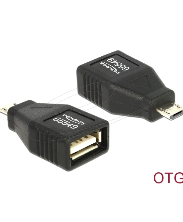 Delock Adapter USB-B Micro Male - USB-A 2.0 Female OTG Full Covered 65549