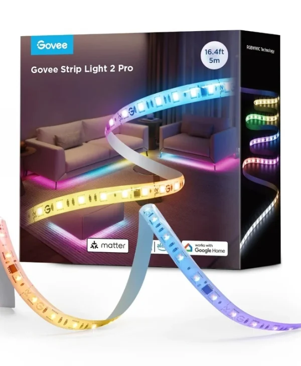 Govee Strip Light 2 Pro Wi-Fi Bluetooth RGBWW 5m H61F5