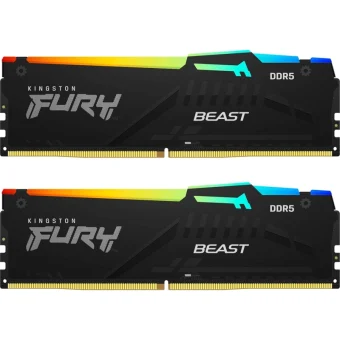 Kingston FURY Beast RGB 128GB (2x64GB) 5600MT/s CL36 DDR5 Non-ECC UDIMM Black KF556C36BBEAK2-128