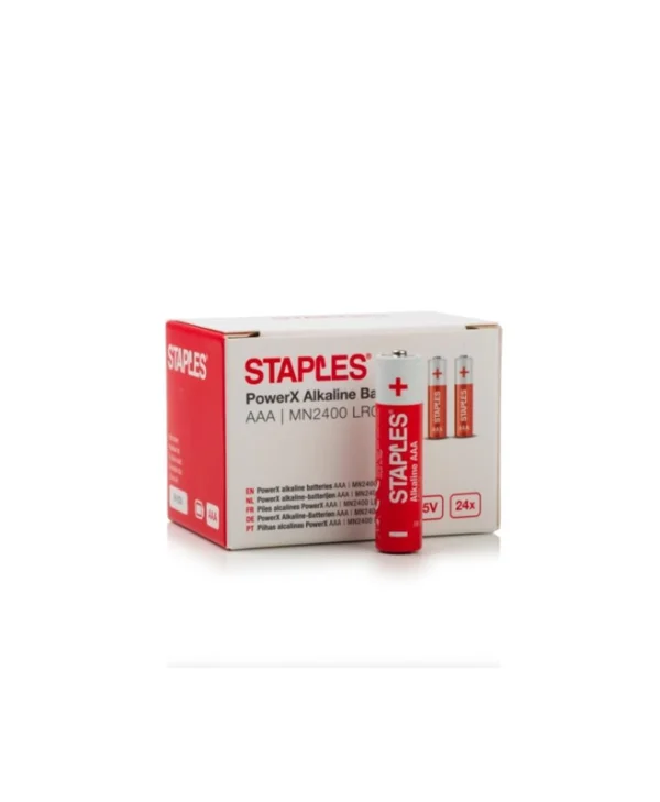 Staples PowerX AAA MN2400 Alkaline Batteries 24pcs 390682