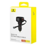 Baseus Φορτιστής Αυτοκινήτου Enjoyment Pro Car Charger Usb-C+Retractable Lightning Cable 55W Black C00057803111-00 - Image 4