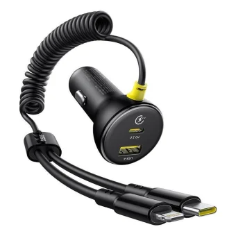Baseus Φορτιστής αυτοκινήτου 2xUSB-C 1xLightning 1xUSB-A PD 60W Black C00035902121-00
