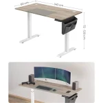 Songmics Ηλεκτρικό Γραφείο Height-Adjustable 60x140x72-120 cm White-Greige LSD016H01 - Image 2