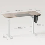 Songmics Ηλεκτρικό Γραφείο Height-Adjustable 60x140x72-120 cm White-Greige LSD016H01 - Image 8