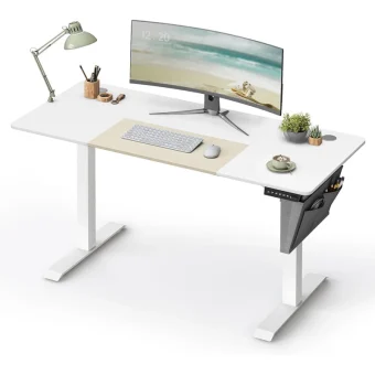 Songmics Ηλεκτρικό Γραφείο Height-Adjustable 60x140x72-120 cm White Beige LSD016W01V1