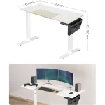 Songmics Ηλεκτρικό Γραφείο Height-Adjustable 60x140x72-120 cm White Beige LSD016W01V1 - Image 2