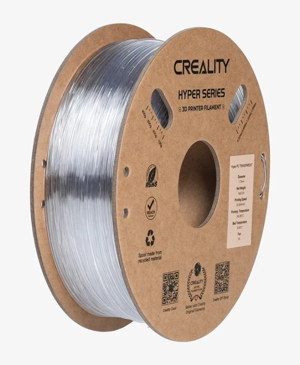 Creality 3D Printer Filament Hyper PC Transparent 1.75mm 1Kg Crystal Clear Finish 3301070013