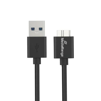MediaRange USB-A to Micro-B USB 3.0 Charge and Sync Cable USB 3.0 5Gbps 5W 50cm Black MRCS239