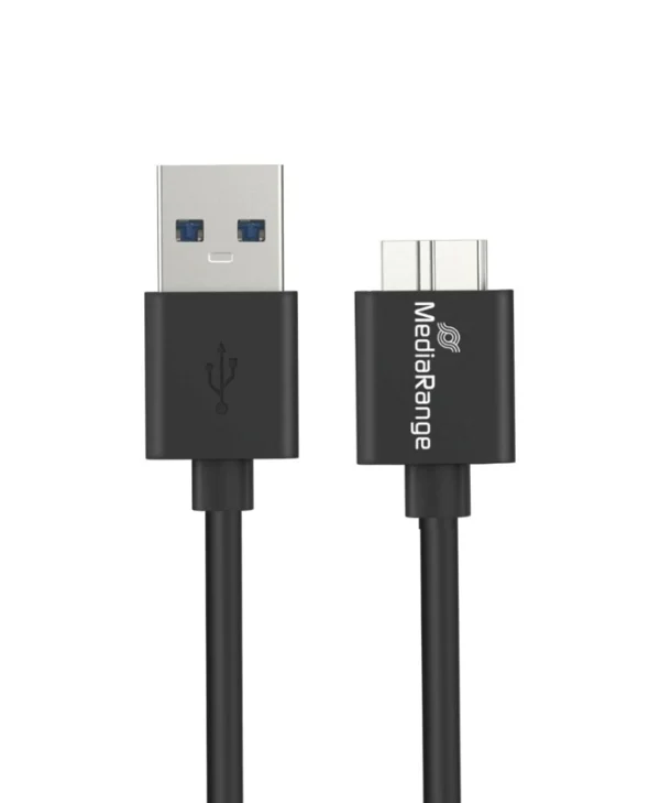 MediaRange USB-A to Micro-B USB 3.0 Charge and Sync Cable USB 3.0 5Gbps 5W 50cm Black MRCS239