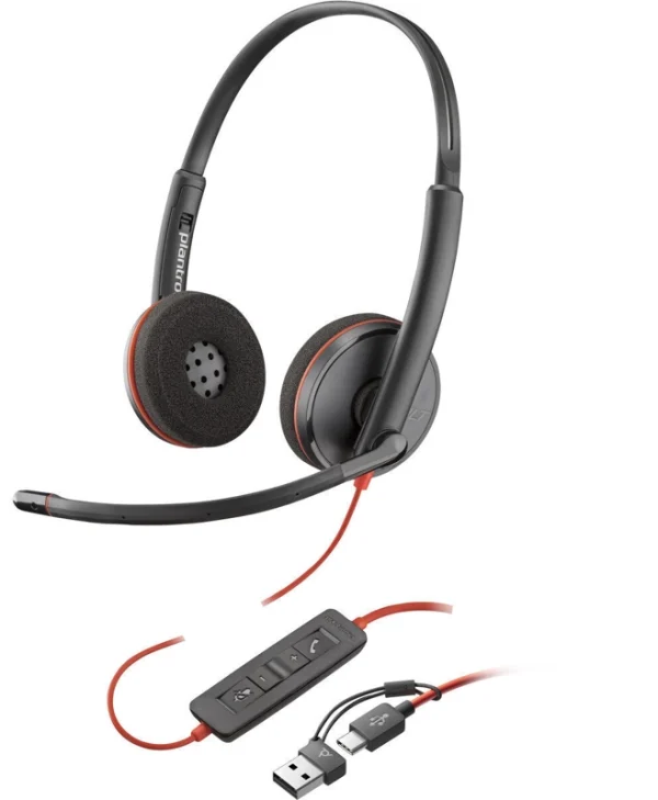 HP Poly Blackwire 3220 Stero Headset USB-A/USB-C Black 8X228AA