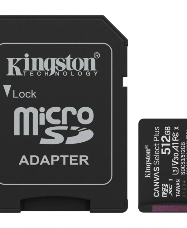 Kingston Canvas Select Plus Gen3 MicroSDXC 512GB UHS-I U1 + SD Adapter SDCS3/512GB