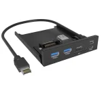 Icy Box USB Hub Panel with card reader and USB 3.0 20 pin interface for 3.5" Drive Bay Black IB-HUB1419-I3