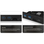Icy Box USB Hub Panel with card reader and USB 3.0 20 pin interface for 3.5" Drive Bay Black IB-HUB1419-I3 - Image 4