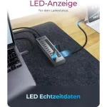 IcyBox  Usb Hub 10xUSB-C 3.2 PD 20W Graphite IB-HUB1450-C31 - Image 5