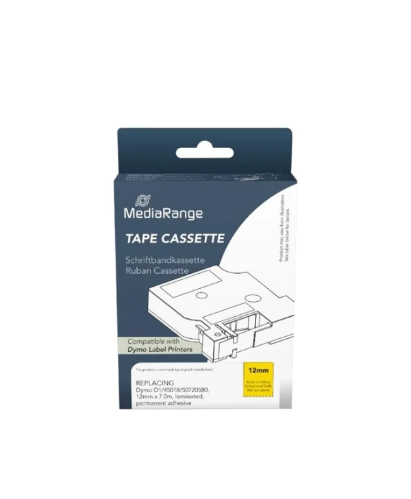 Mediarange MRDY45018 Ετικέτες Γενικής Χρήσης για Dymo D1/45018/S0720580 12mm, 7m, Laminated and Permanent Adhesive, Black on Yellow