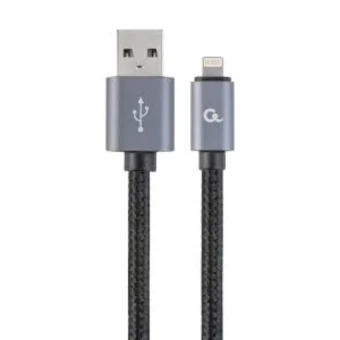 Gembird Cotton Braided Cable USB-A Male to Lightning 1.8m Black CCB-MUSB2B-AMLM-6