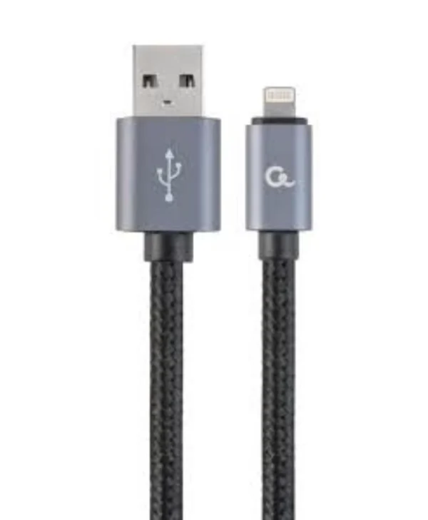 Gembird Cotton Braided Cable USB-A Male to Lightning 1.8m Black CCB-MUSB2B-AMLM-6