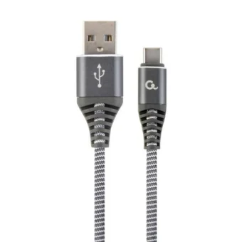 Gembird Braided Cable USB-A Male to USB-C Male 2m Space Grey CC-USB2B-AMCM-2M-WB2