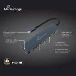 MediaRange 6in1 Docking Station Silver MRCS519 - Image 2