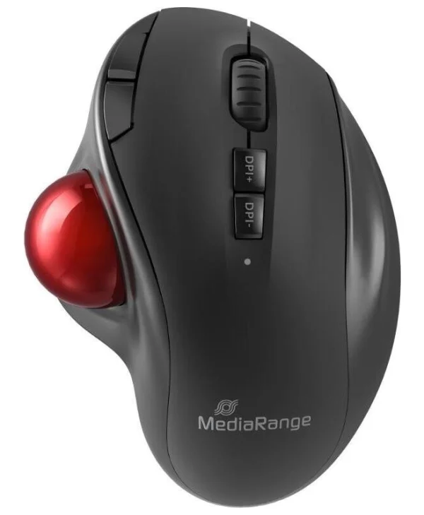 MediaRange Wireless 7-Button with Trackball Optical Mouse Black/Red MROS263
