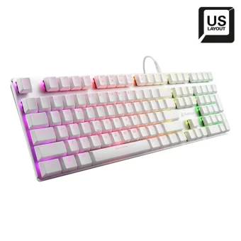 Sharkoon PureWriter RGB Wired Mechanical Keyboard Low Profile Kailh Choc Blue Switch US Layout White 4044951034277