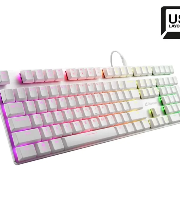 Sharkoon PureWriter RGB Wired Mechanical Keyboard Low Profile Kailh Choc Blue Switch US Layout White 4044951034277