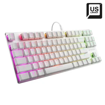Sharkoon PureWriter RGB Wired Mechanical Keyboard Tenkeyless Low Profile Kailh Choc Blue Switch US Layout White 4044951034291