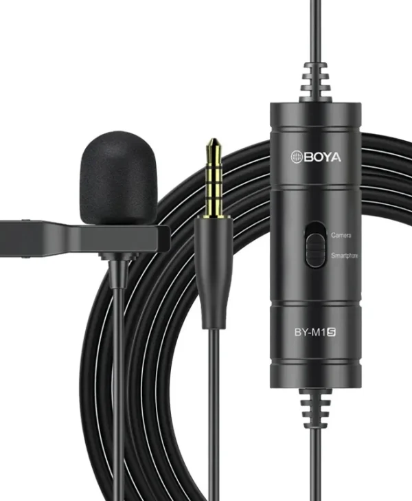 Boya Wired Professional Lavalier Lapel Microphone Omnidirectional Condenser Mic for iphone/Android/DSLR/VideoCamera BY-M1S