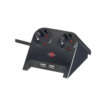 Brennenstuhl Desktop-Power Πολύπριζο Γραφείου 2xSchuko 2x USB-A 2.1A 1.8m Μαύρο 1153500222