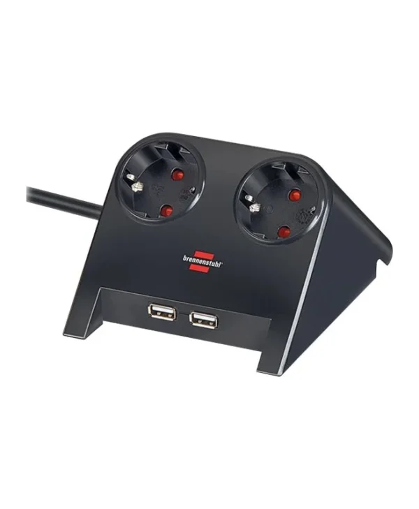Brennenstuhl Desktop-Power Πολύπριζο Γραφείου 2xSchuko 2x USB-A 2.1A 1.8m Μαύρο 1153500222