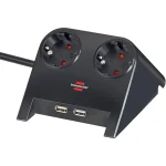 Brennenstuhl Desktop-Power Πολύπριζο Γραφείου 2xSchuko 2x USB-A 2.1A 1.8m Μαύρο 1153500222 - Image 3