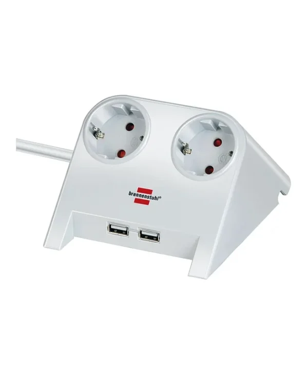 Brennenstuhl Desktop-Power Πολύπριζο Γραφείου 2xSchuko 2x USB-A 2.1A 1.8m Λευκό 1153520222