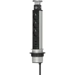 Brennenstuhl Tower Power Αναδυόμενο Πολύπριζο Γραφείου 3xSchuko 2xUSB-A 2m Ασημί 1396200013