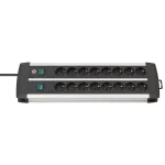 Brennenstuhl Premium-Alu-Line Duo Πολύπριζο 2x8Schuko  2xΔιακόπτες 3m ΜαύροΑσημί 1391000916