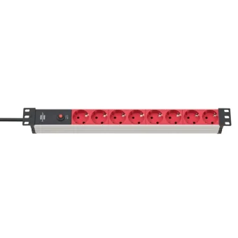 Brennenstuhl Alu-Line Πολύπριζο Rack 19'' 1U 8xSchuko 10A 2m Κόκκινο/Μαύρο 1390007118