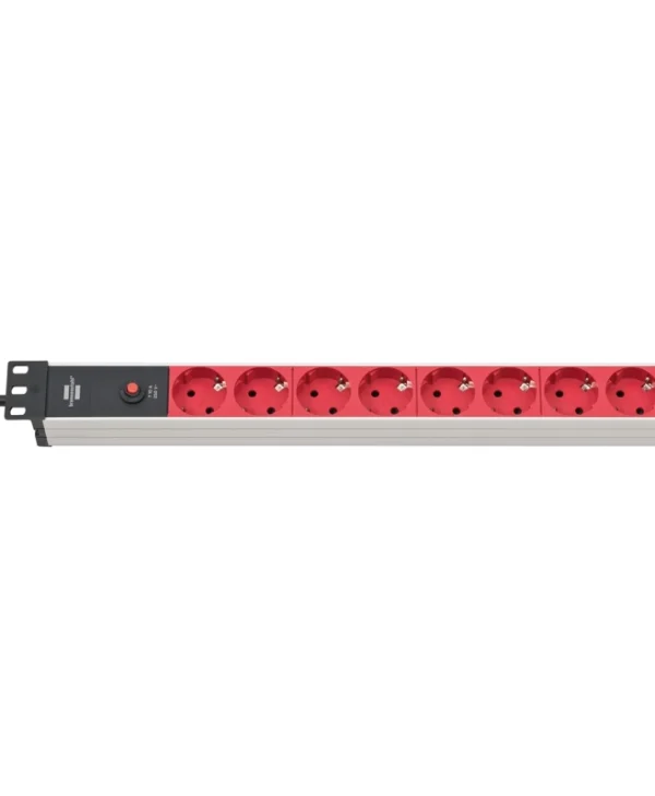 Brennenstuhl Alu-Line Πολύπριζο Rack 19'' 1U 8xSchuko 10A 2m Κόκκινο/Μαύρο 1390007118